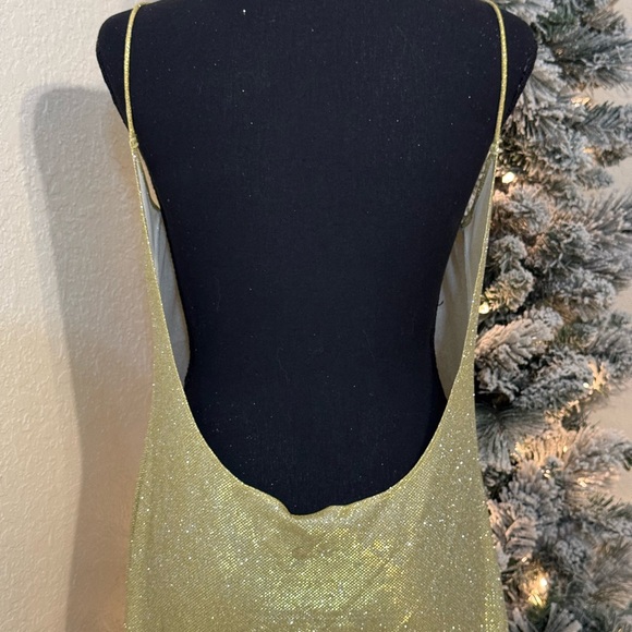 NEW Gold Metallic Evening Gown / NYE Dress - Size Large - Handmade in France - Picture 5 of 9